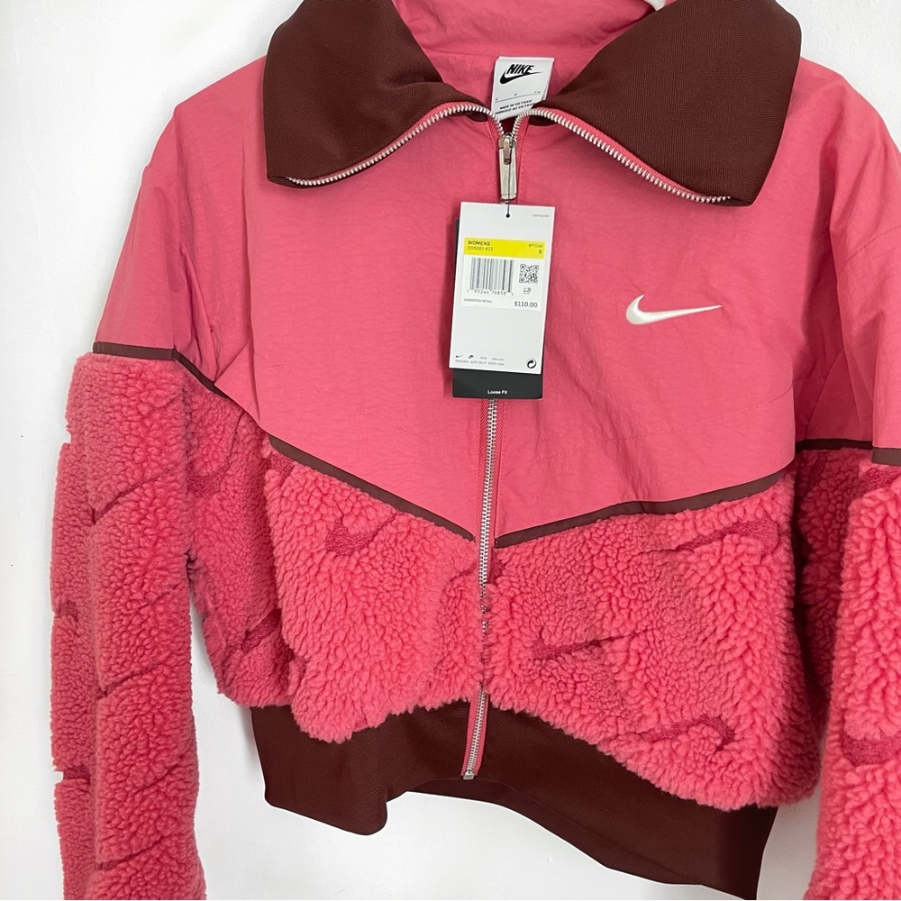 Nike Women's Two-Tone Pink Teddy Jacket - Picture 2 of 2